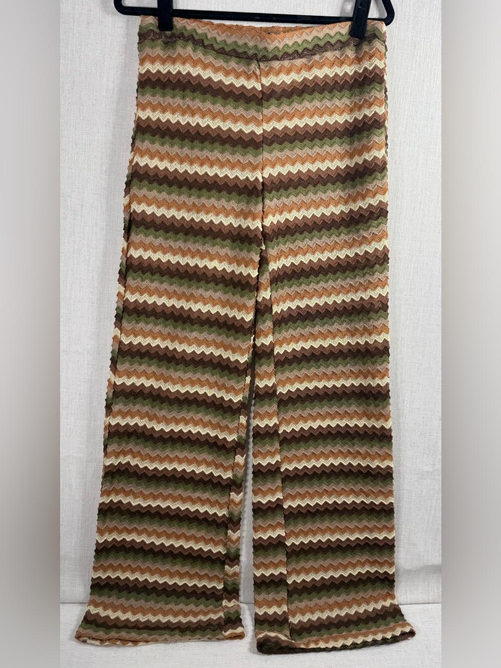 Lulumari Chevron Knit Leggings in Brown, Green & Cream